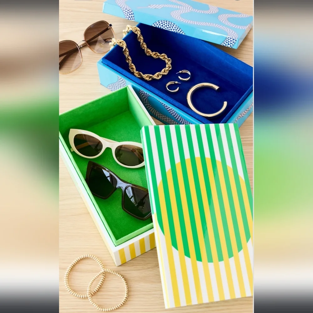 JONATHAN ADLER Eden Lacquer Box, Color Blue, Retail Price $325.00 USD